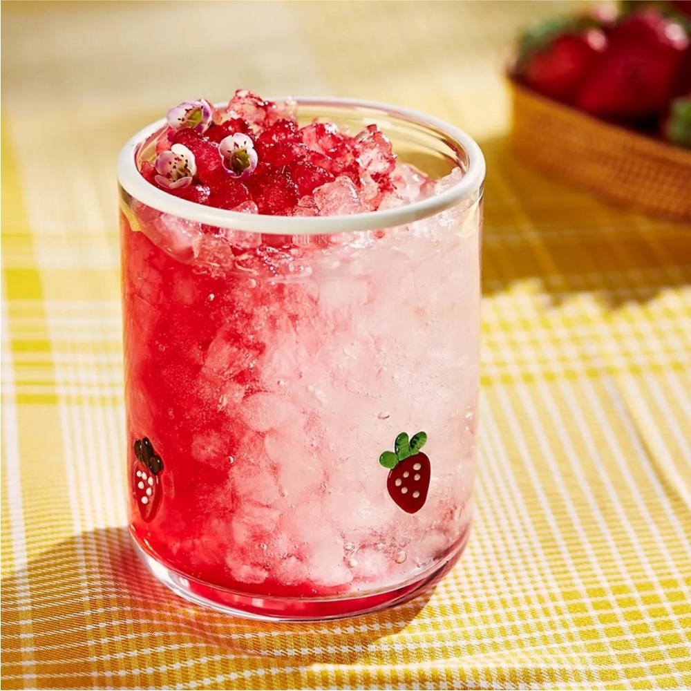 Anthropologie Strawberry Glass Tumbler - Red and Clear